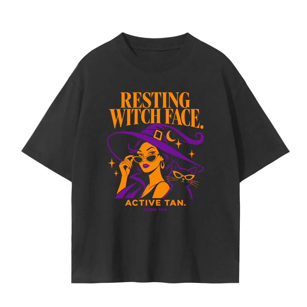 Resting Witch Face. Active Tan. Halloween Graphic Tee – Black