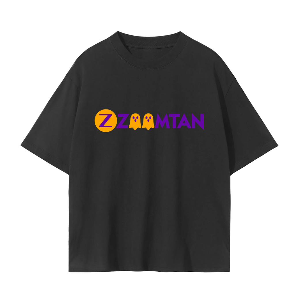 Zoom Tan Ghost Logo Halloween Graphic Tee – Black
