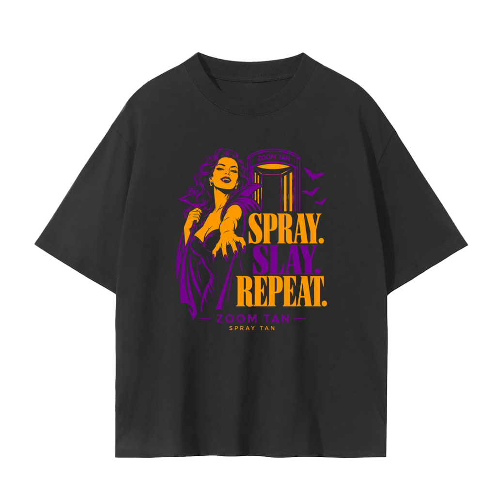 Spray. Slay. Repeat. Halloween Graphic Tee – Black