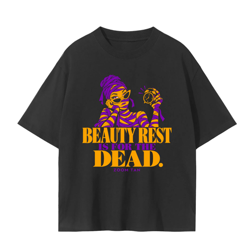 Beauty Rest Is for the Dead Halloween Graphic Tee – Black