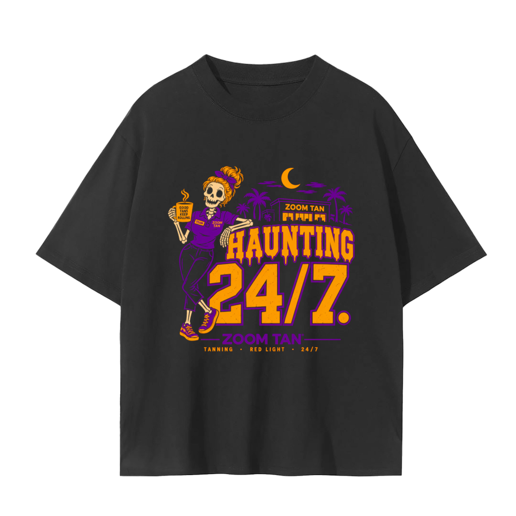 Haunting 24/7 Halloween Graphic Tee – Black