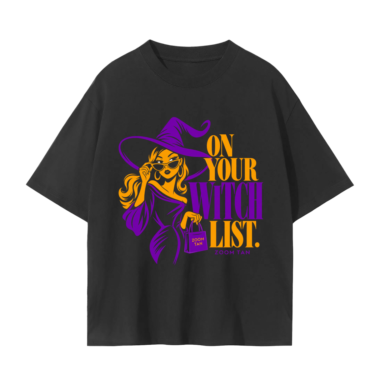 On Your Witch List Halloween Graphic Tee – Black
