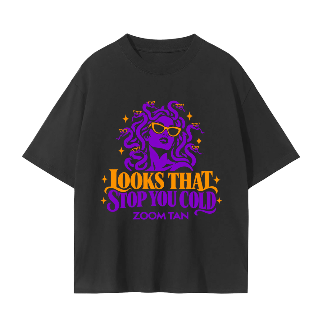 Looks That Stop You Cold Halloween Graphic Tee – Black