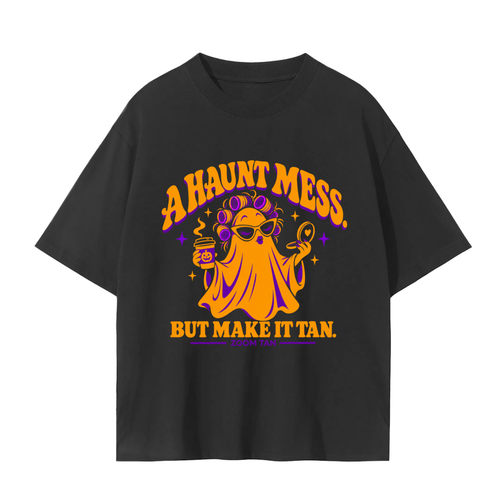 A Haunt Mess. But Make It Tan. Halloween Graphic Tee – Black