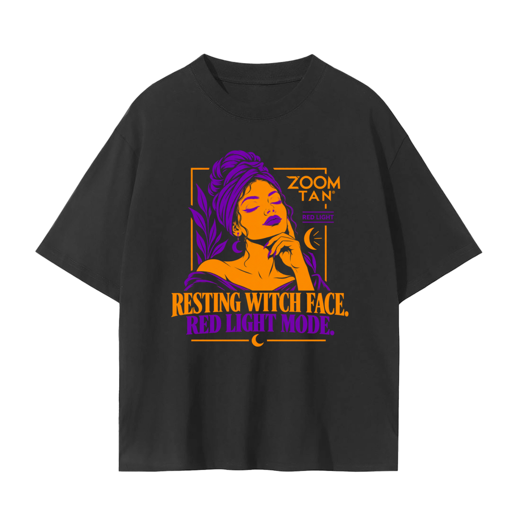 Resting Witch Face. Red Light Mode. Halloween Graphic Tee – Black
